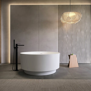 49 Inch Round Shape Freestanding Solid Surface Soaking Bathtub