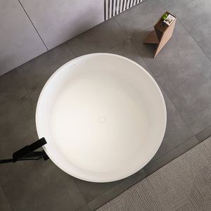 49 Inch Round Shape Freestanding Solid Surface Soaking Bathtub
