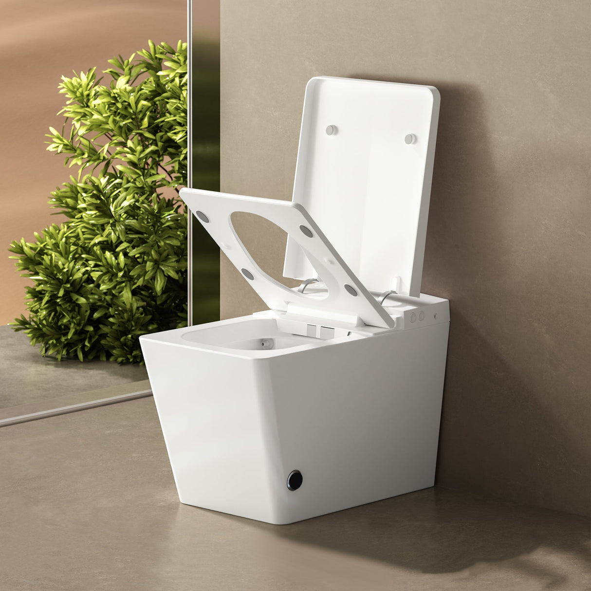 Square Smart Toilet with Built-in Tank for Modern Bathroom