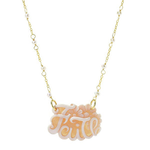 Cameo Italiano "Elysee" Cultured Pearl & Shell Cameo Choice of Word Necklace