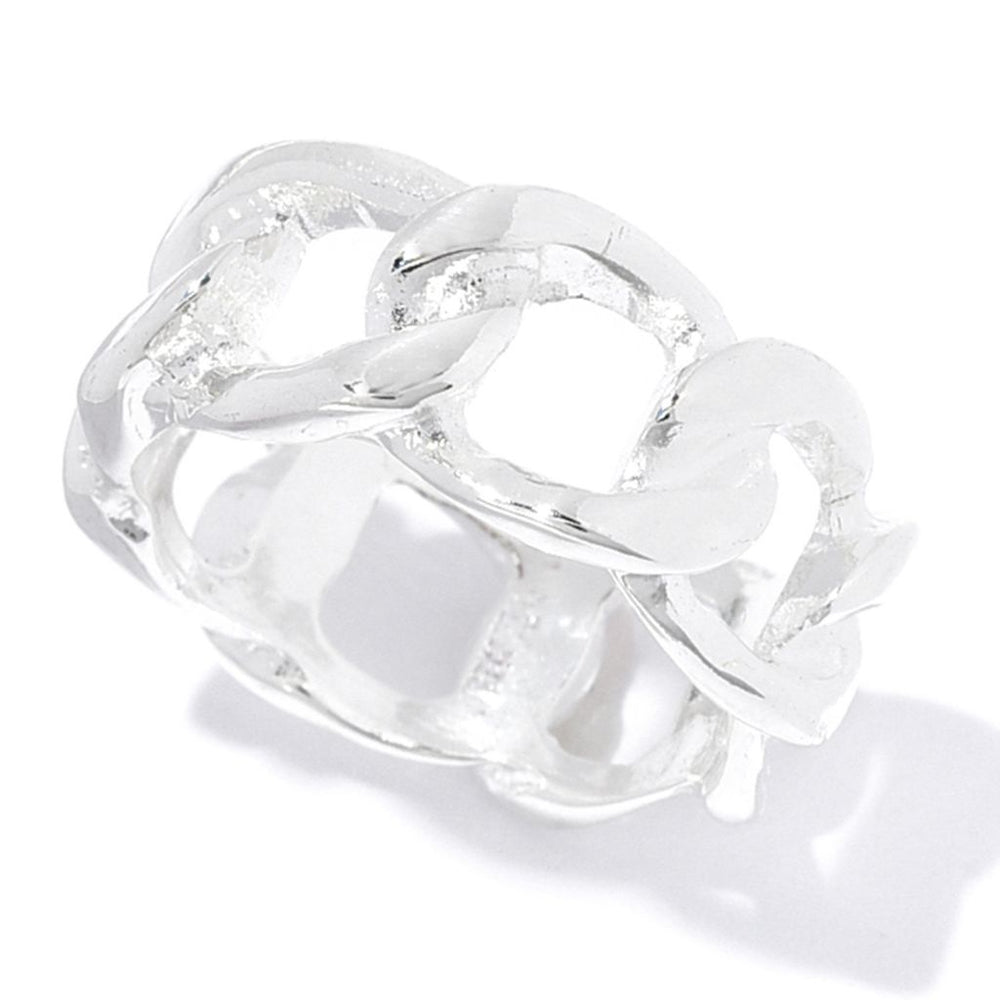 MAYAMAR 24K Gold Plated or Sterling Silver Plated Curb Link Ring