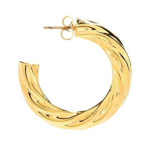 MAYAMAR 24K Gold Plated Bold Twist J-Hoop Earrings