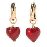 Toscana Italiana 18K Gold Plated Murano Glass Charm Huggie Hoop Earrings