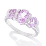 18K Rose Gold or Platinum Plated 2.98ctw Kunzite 3-Stone Ring
