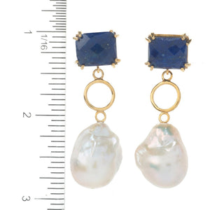 18K Gold Plated Choice of Opaque Gemstone & Baroque Cultured Pearl Earrings