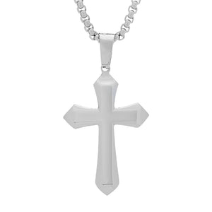 Invicta Jewelry Men's Stainless Steel Cross Pendant w/ Chain