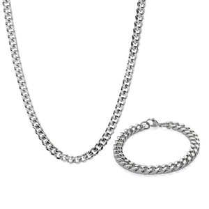 Invicta Jewelry Stainless Steel Curb Link Bracelet & Necklace Set