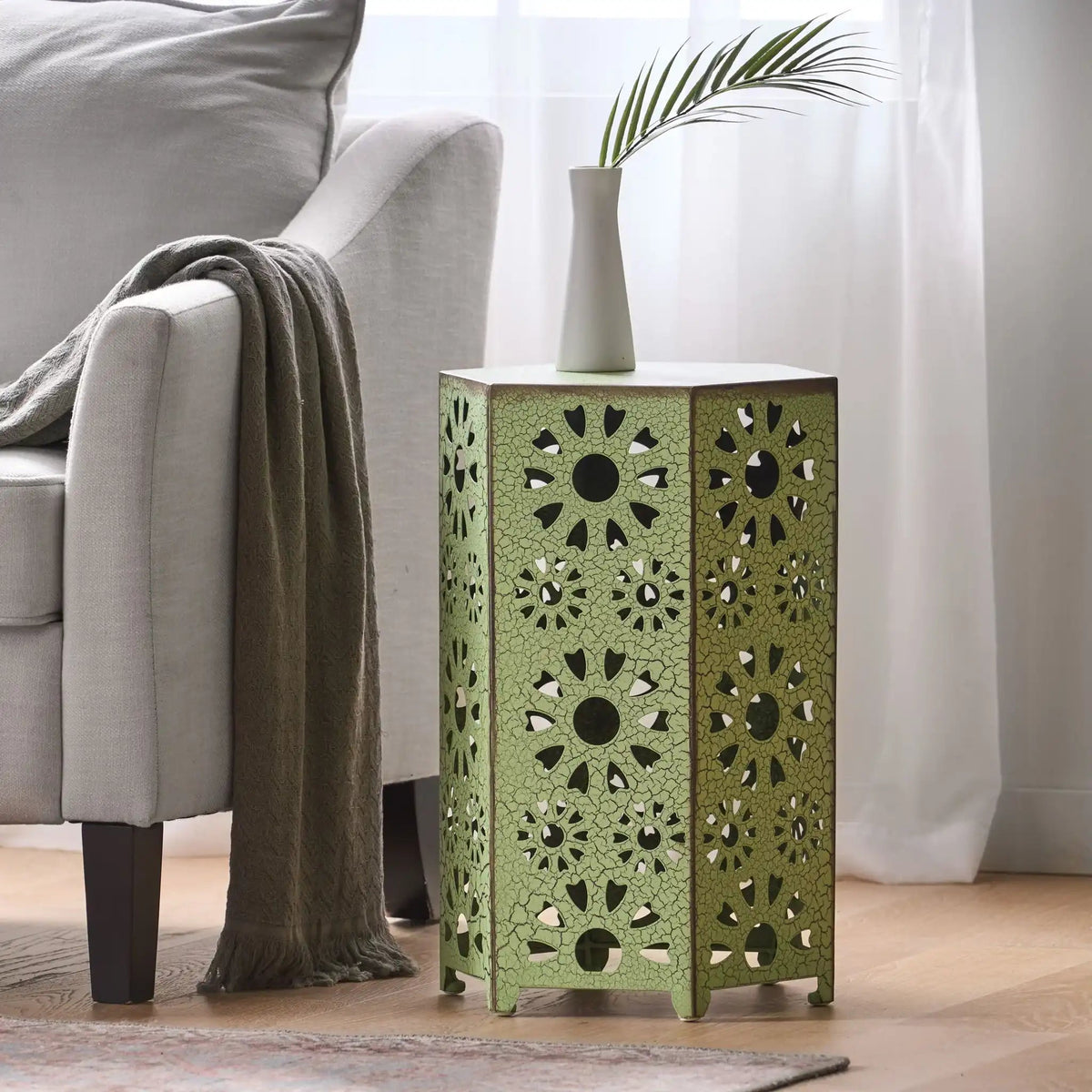Galore Side Table With Sunburst Cut-Out Design
