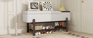 TREXM Farmhouse Upholstered Storage Bench with Hidden Compartment - Espresso