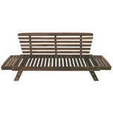 Outdoor adjustable patio wooden daybed sofa chaise lounge with cushions for small places, brown finish+gray cushion