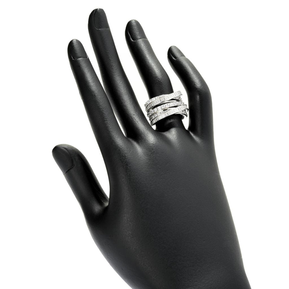 Brilliante Platinum Plated 2.28 DEW Simulated Diamond 5-Row Highway Ring