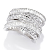 Brilliante Platinum Plated 2.28 DEW Simulated Diamond 5-Row Highway Ring