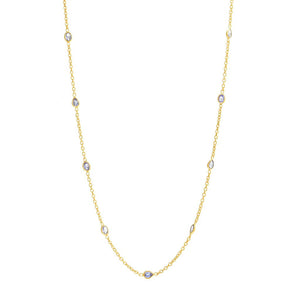18K Gold Plated Tanzanite Station Choice of Length Necklace