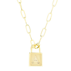 Toscana Italiana Reversible Initial Padlock Pendant w/ Paperclip Chain