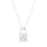 Toscana Italiana Reversible Initial Padlock Pendant w/ Paperclip Chain