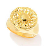 MAYAMAR 24K Gold Plated Polished Sun Signet Style Ring