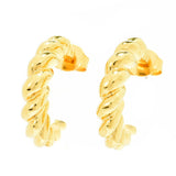 MAYAMAR 24K Gold Plated Polished Crescent Twist 1" Hoop Earrings