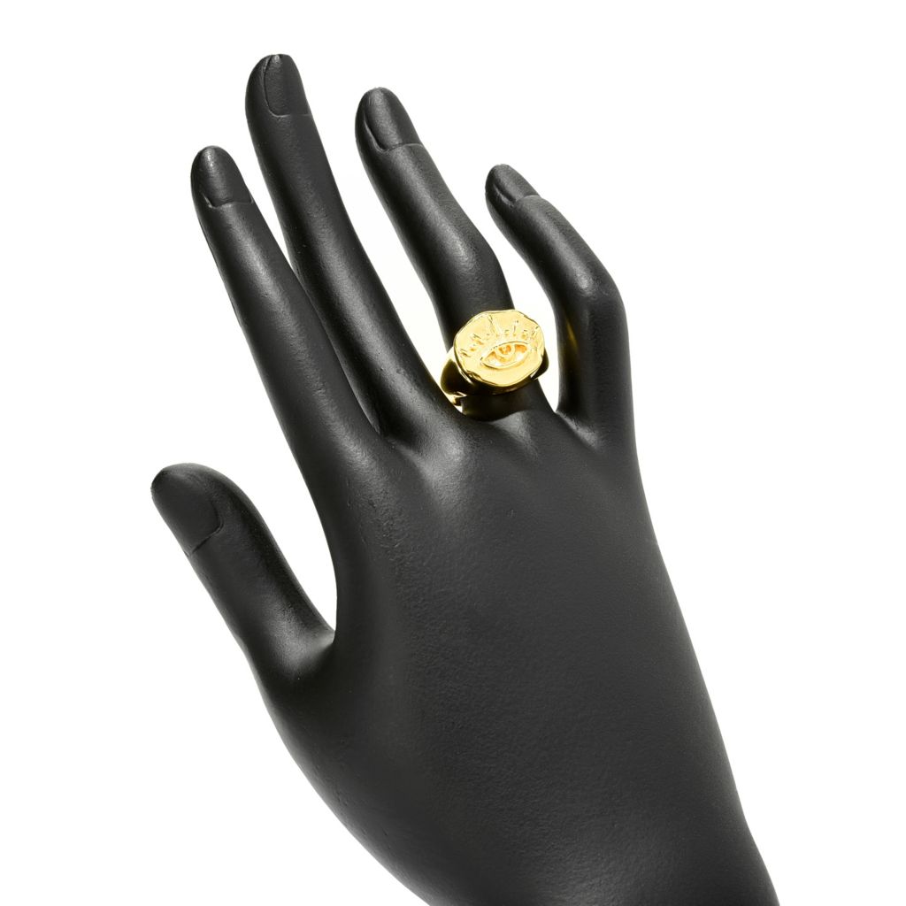 MAYAMAR 24K Gold Plated Polished Evil Eye Signet Style Ring