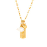 MAYAMAR 24K Gold Plated "Fearless" Bar & Cultured Pearl Necklace