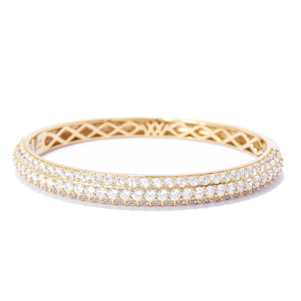 Brilliante 6.79 DEW Simulated Pave Diamond Hinged Bangle Bracelet