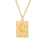 MAYAMAR 24K Gold Plated Polished Moon & Stars 18"+3.5" Necklace