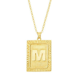 MAYAMAR 24K Gold Plated Choice of Initial Enhancer Pendant w/ 18" Chain