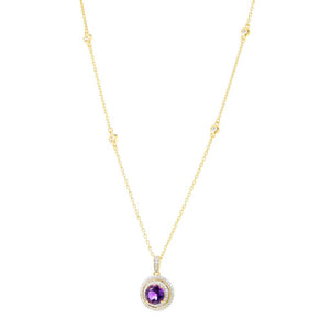 Gem Treasures Choice of 8mm Gemstone & White Zircon Station Necklace
