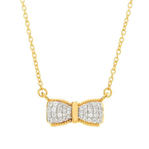 Jewels by Jorge Parez 0.16ctw White Zircon Bow Tie Pendant w/ Chain