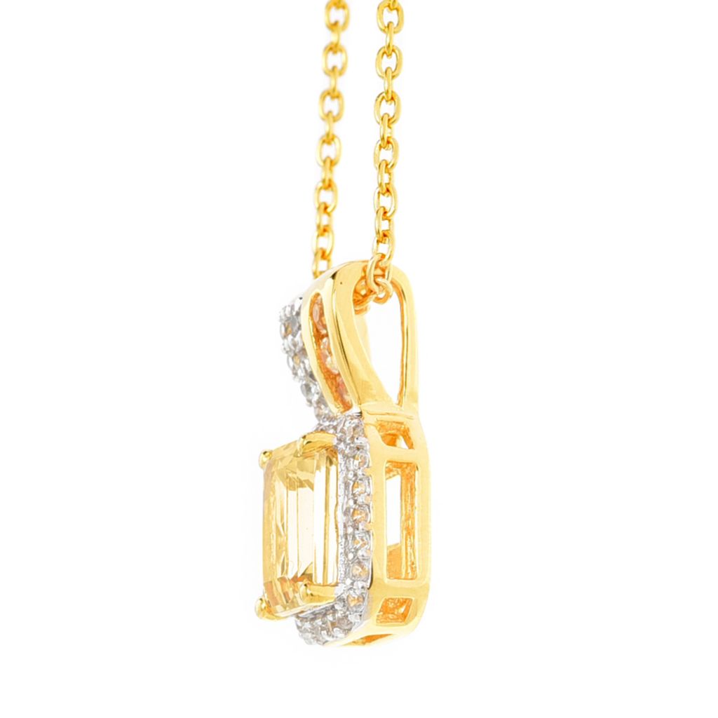 Gem Treasures 1.14ctw Octagonal Imperial Topaz & White Zircon Pendant w/ Chain