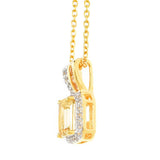 Gem Treasures 1.14ctw Octagonal Imperial Topaz & White Zircon Pendant w/ Chain