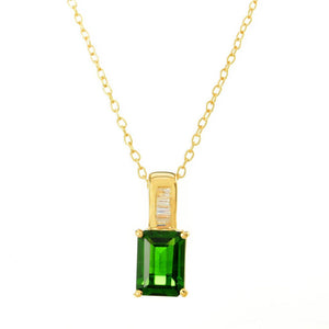 Gem Treasures 18K Vermeil 2.14ctw Chrome Diopside & White Zircon Pendant