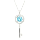 Choice of 10mm Round Gemstone Key Pendant w/ 18" Cable Link Chain