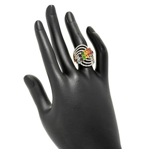 Gem Treasures 2.98ctw Multi Gem & White Zircon Multi Row Wave Ring