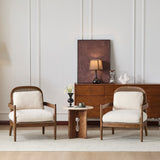 Elliston Rattan Backrest Solid Wood Accent Chair with Cushions Set of 2