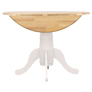Round Dining Table With Drop Leaf Pedestal Base, Expandable Top - Natural