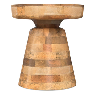 Handcrafted Mango Wood Accent Table with Sculptural Design - Multiple Colors