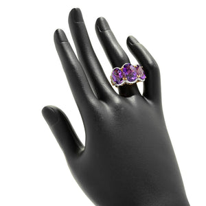 Gem Treasures 12.30ctw African Amethyst & White Zircon Cocktail Ring