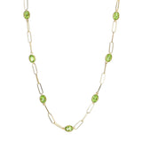 18K Gold Plated Choice of Length Arizona Peridot Paperclip Link Necklace