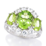 Sterling Silver 5.47ctw Arizona Peridot & White Zircon Ring