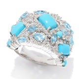 Gem Treasures Sleeping Beauty Turquoise, Topaz & Zircon Ring