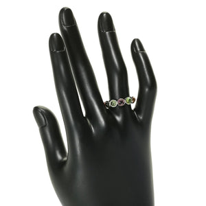 Platinum Plated 3.84ctw Multi Tourmaline Eternity Band Ring