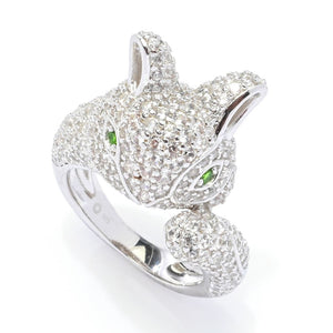 Platinum Plated Choice of Gem Pave Bunny Rabbit Ring
