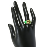 18K Gold Plated 10x8mm Choice of Gemstone & Zircon Halo Enamel Band Ring