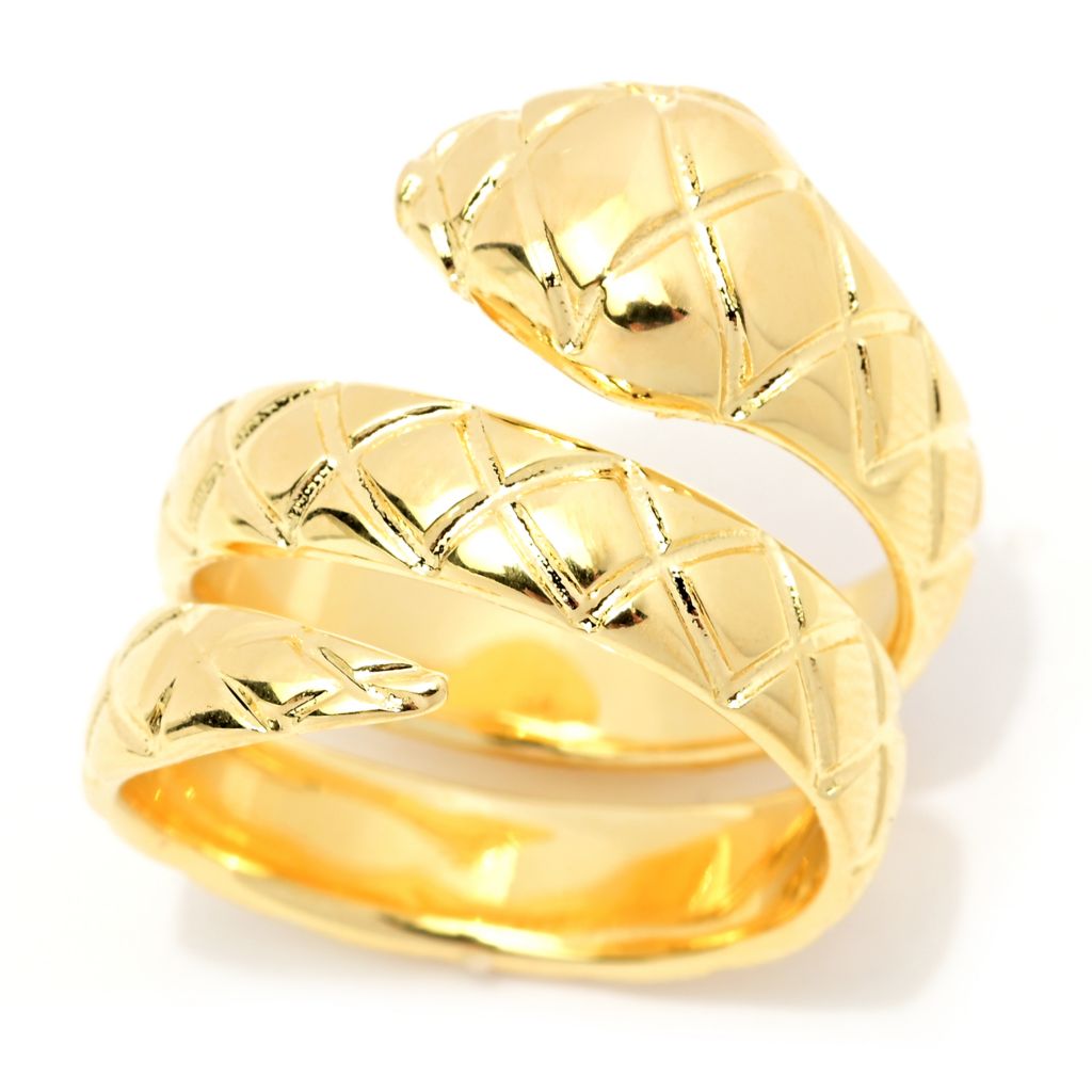 Toscana Italiana 18K Gold Plated Textured Snake Wraparound Ring