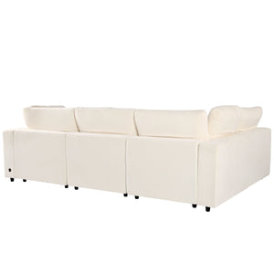 U-Style Upholstered Modular Sofa with Storage and Built-in Tech