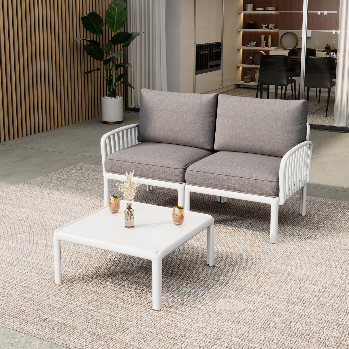 The Sleek All-Weather Resin Outdoor Loveseat and Coffee Table Set