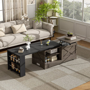 Farmhouse Lift Top Coffee Table With Barn Doors