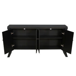 Refined Industrial 4 Door Credenza With Arc Legs & Clasps