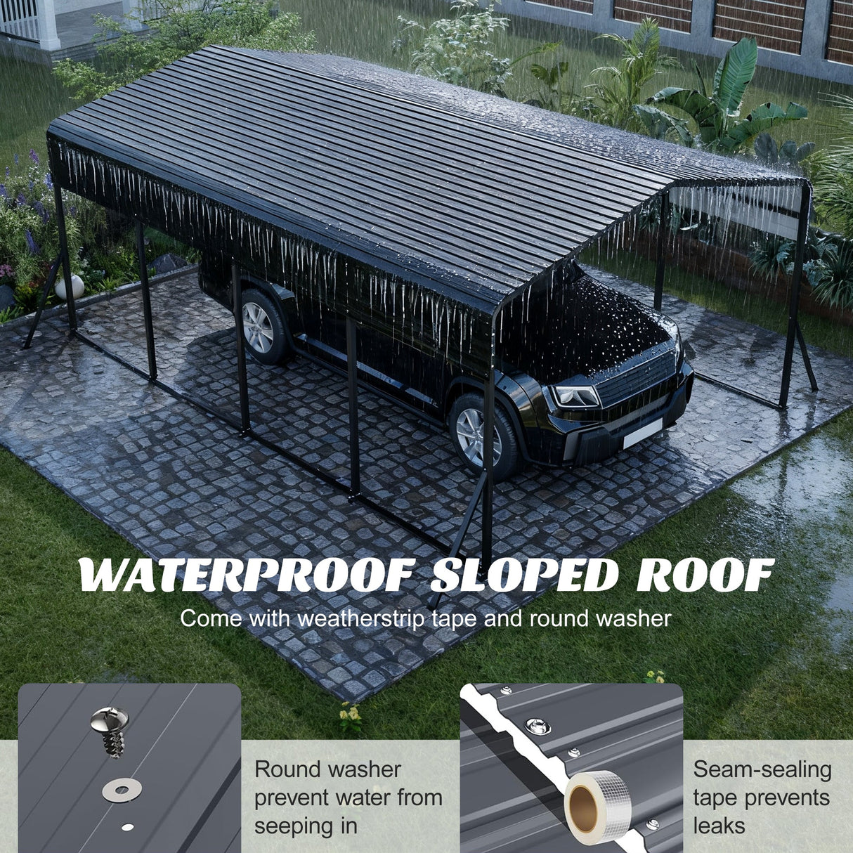 13x20 FT Metal Carport with Upgraded Frame
