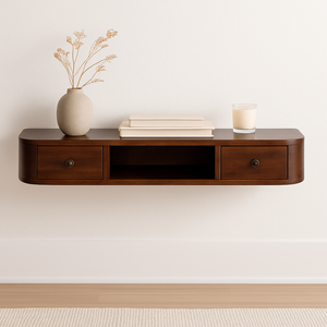 Solid Wood Lunar 2-Drawer Floating Console, 1 Open-slot